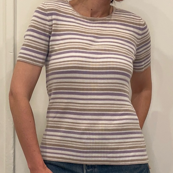 Multi-colour striped knitwear vintage top - Picture 2 of 9